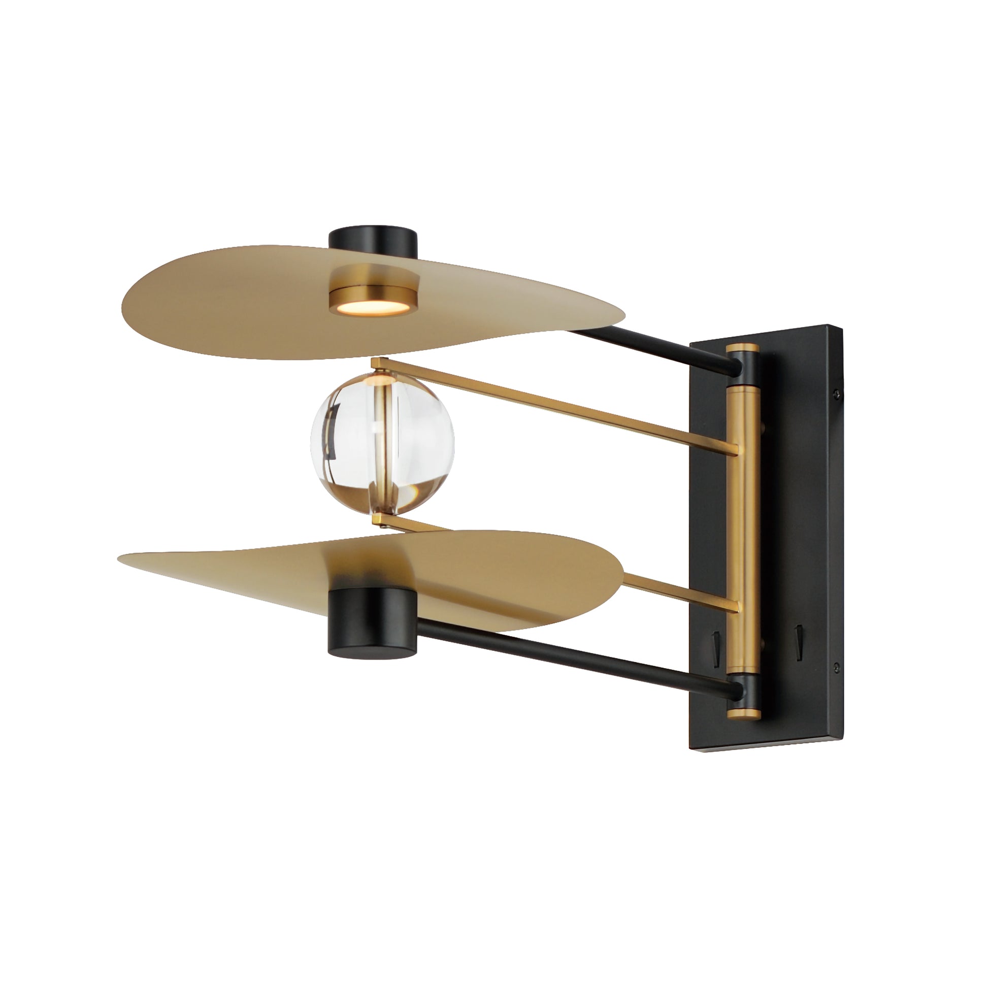 Pearl 2-Light LED Sconce Black/Natural Aged Brass by ET2