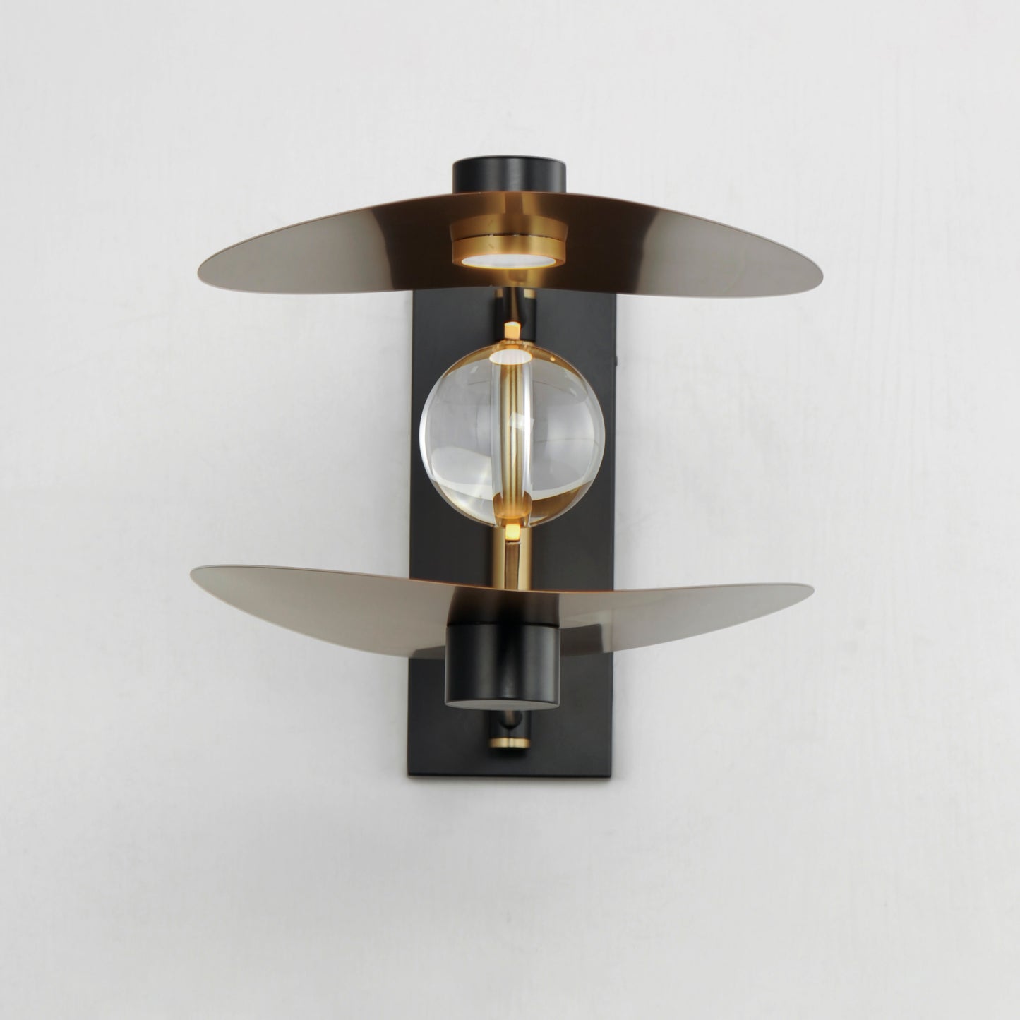 Pearl 2-Light LED Sconce Black/Natural Aged Brass by ET2