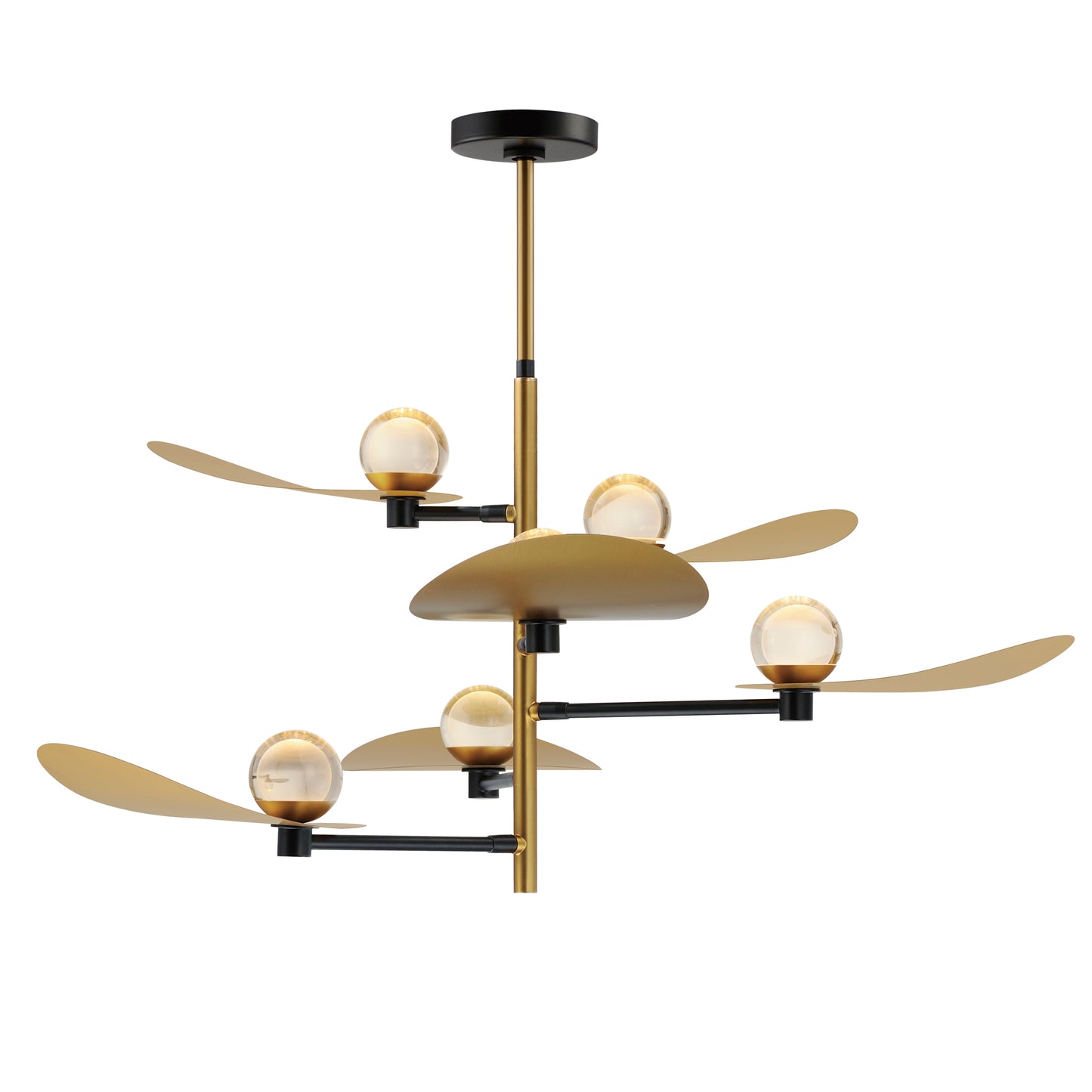Pearl 6-Light LED Chandelier Black/Natural Aged Brass by ET2
