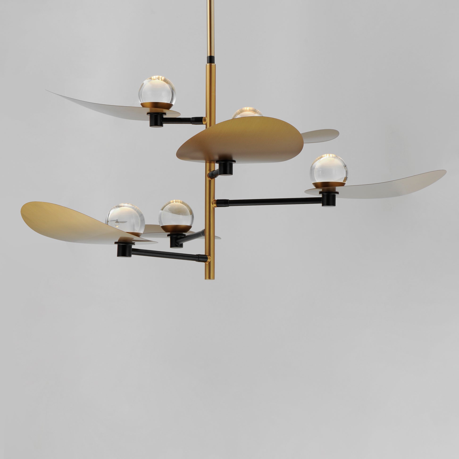Pearl 6-Light LED Chandelier Black/Natural Aged Brass by ET2