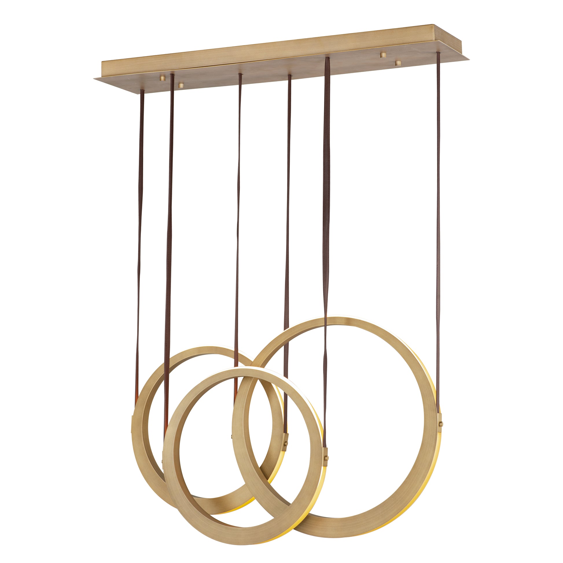 Tether 3-Light LED Pendant Natural Aged Brass by ET2