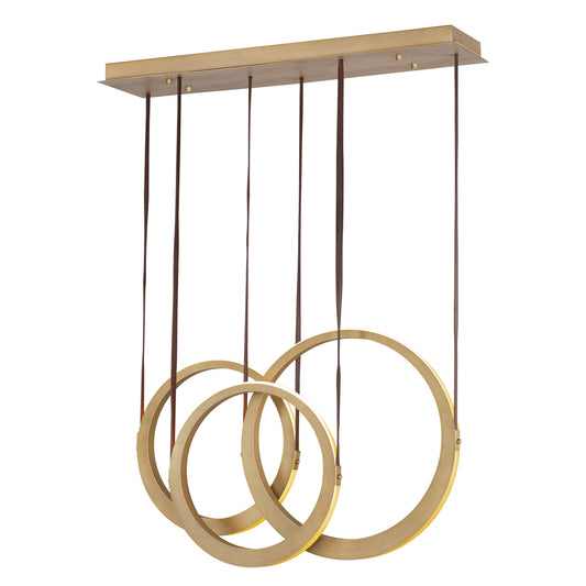 Tether 3-Light LED Pendant Natural Aged Brass by ET2