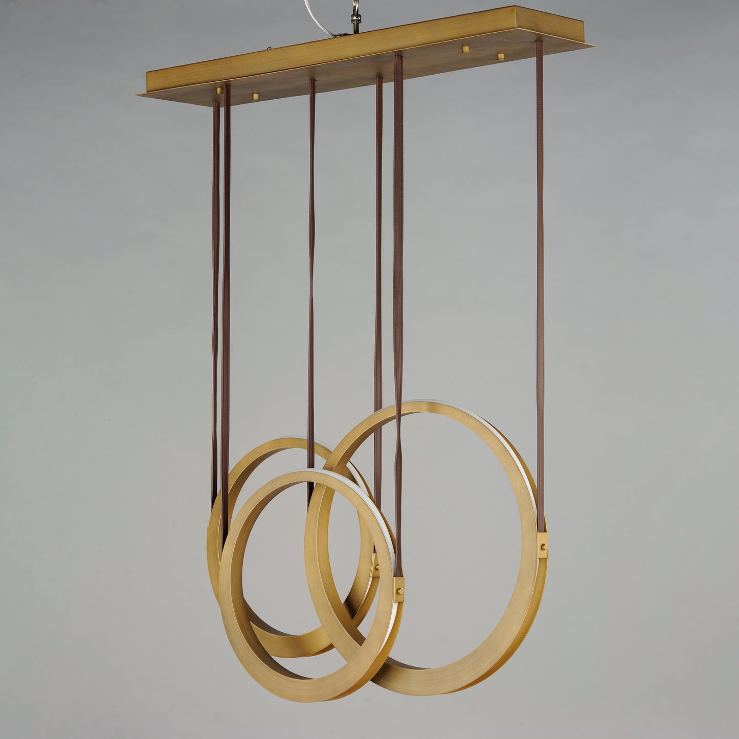 Tether 3-Light LED Pendant Natural Aged Brass by ET2