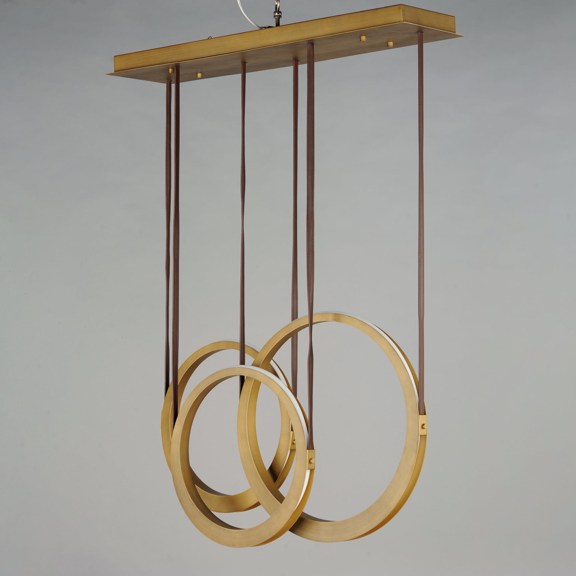 Tether 3-Light LED Pendant Natural Aged Brass by ET2