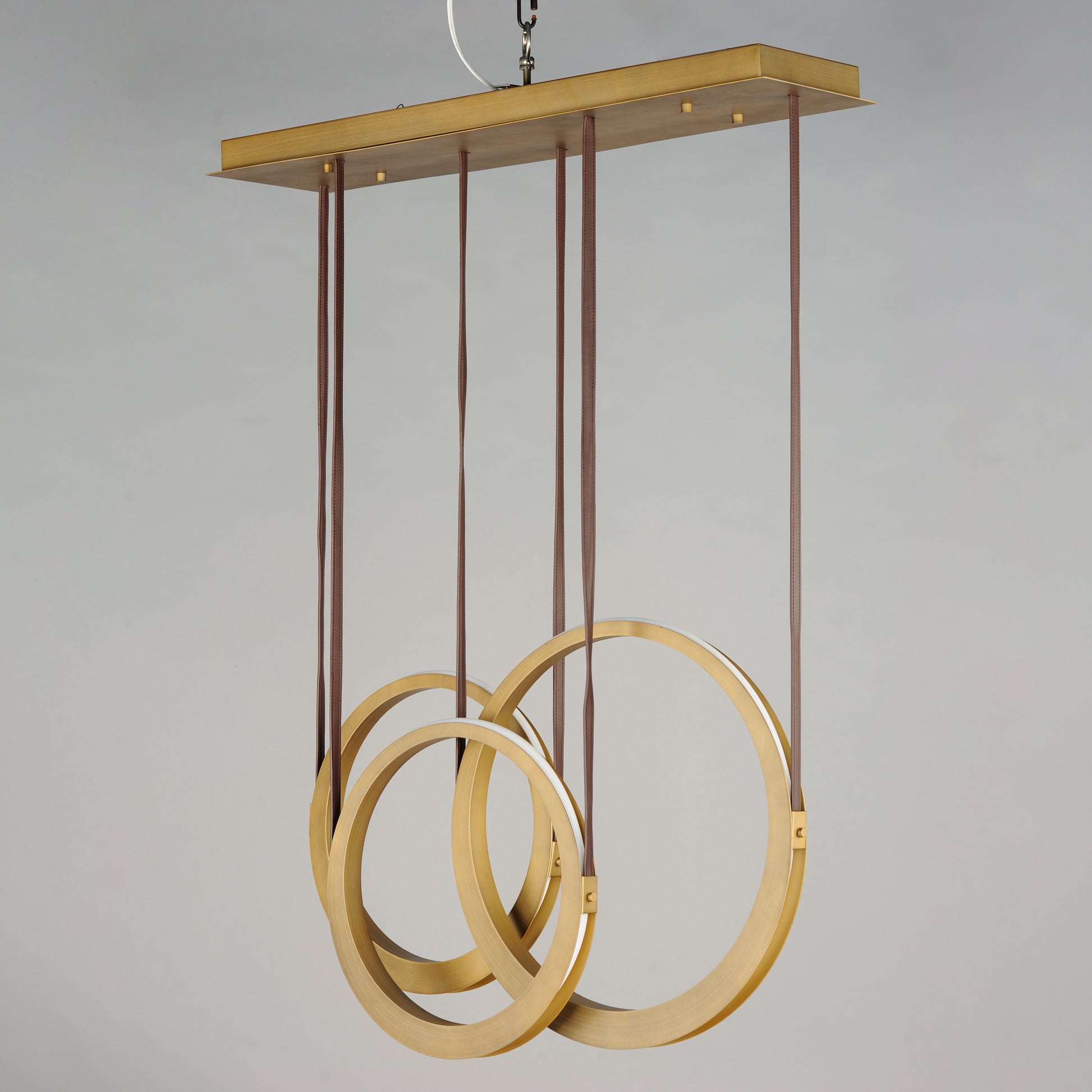 Tether 3-Light LED Pendant Natural Aged Brass by ET2