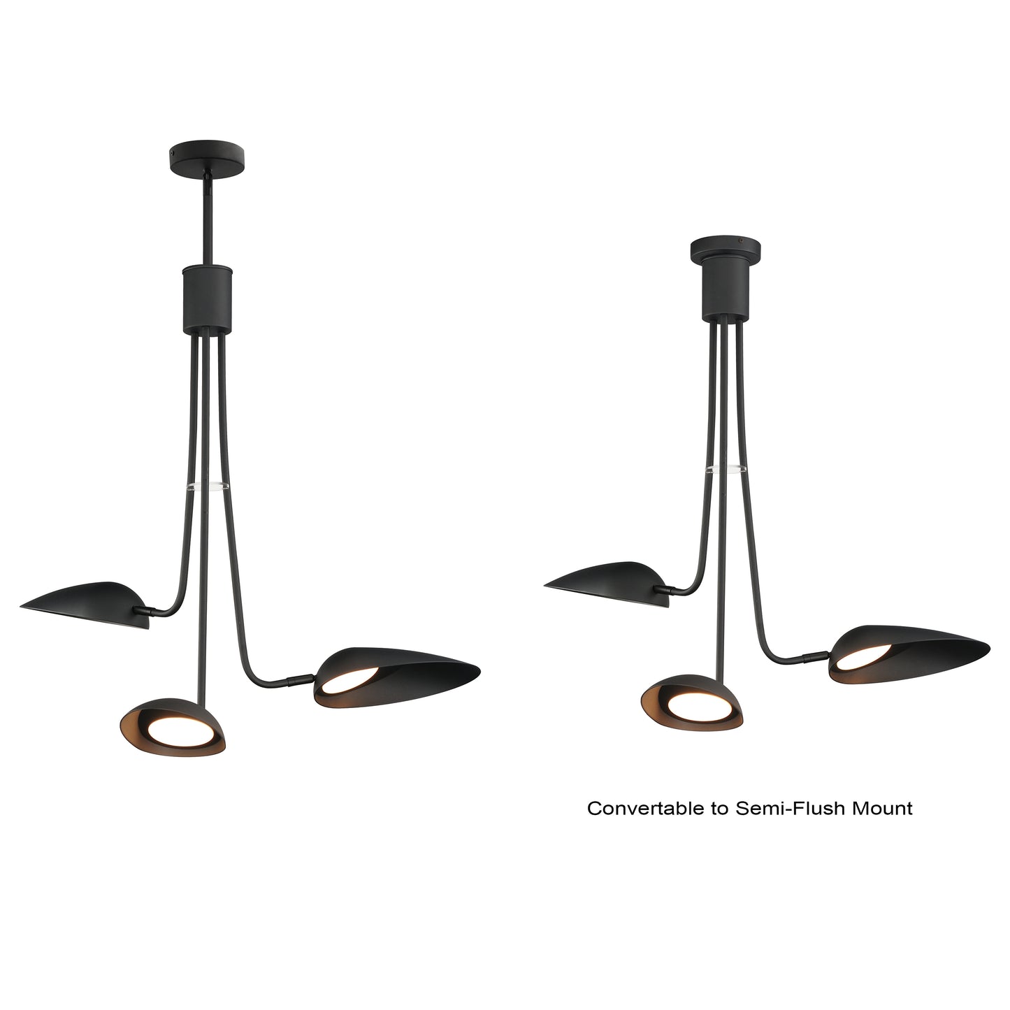 Marsh 3-Light LED Pendant Black by ET2
