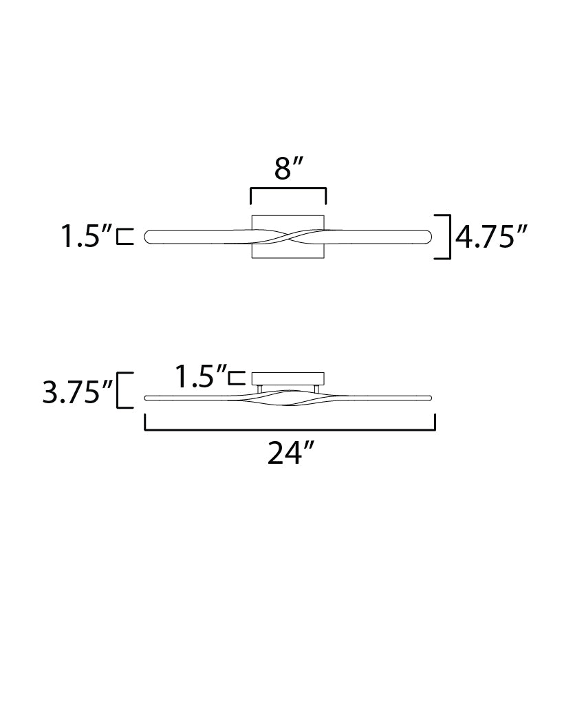 Pirouette 24" LED Bath Vanity 5CCT Black by ET2