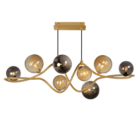 Planetary 8-Light LED Linear Pendant Gold by ET2