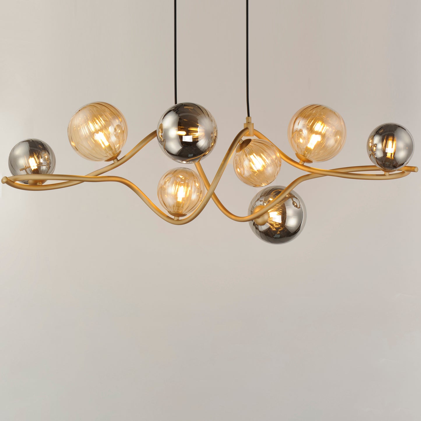 Planetary 8-Light LED Linear Pendant Gold by ET2
