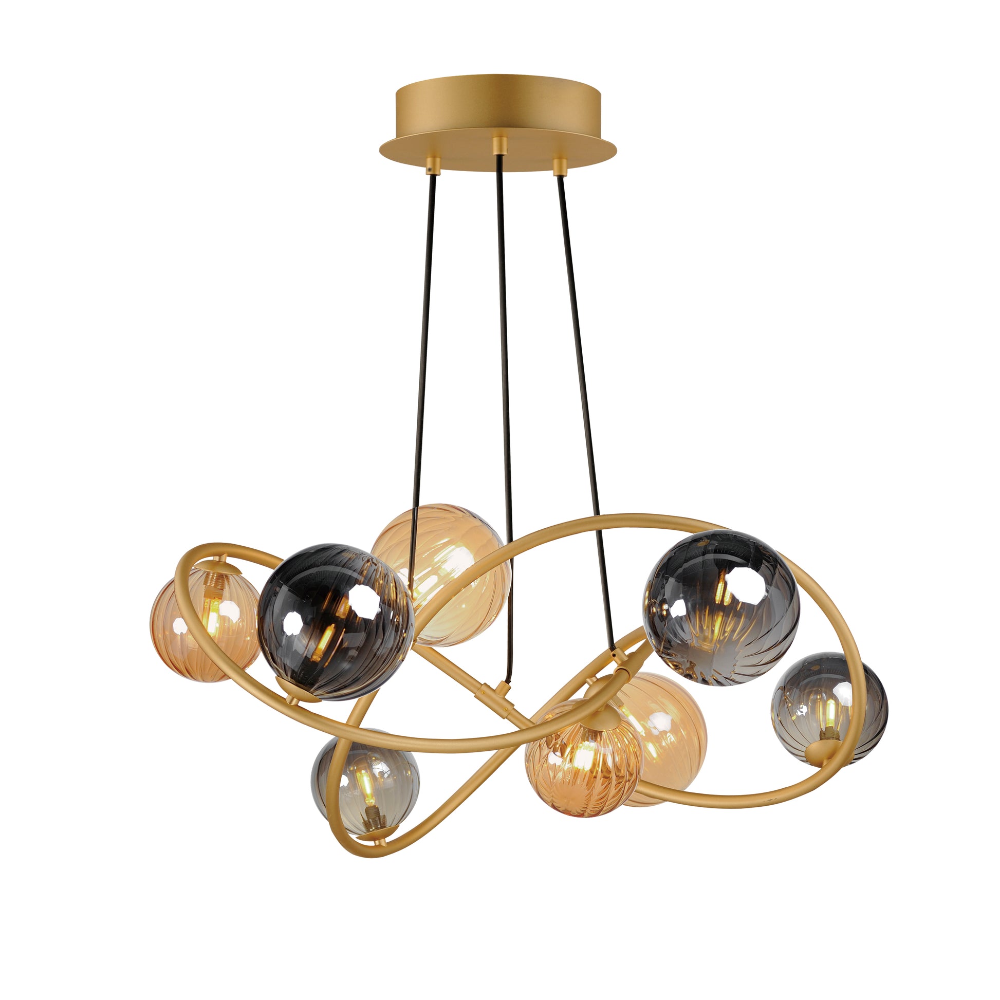 Planetary 8-Light LED Chandelier Gold by ET2