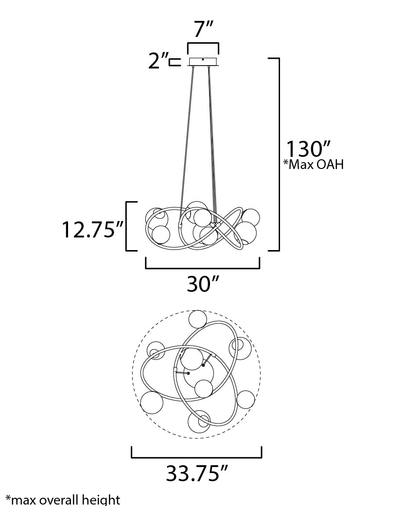 Planetary 8-Light LED Chandelier Gold by ET2