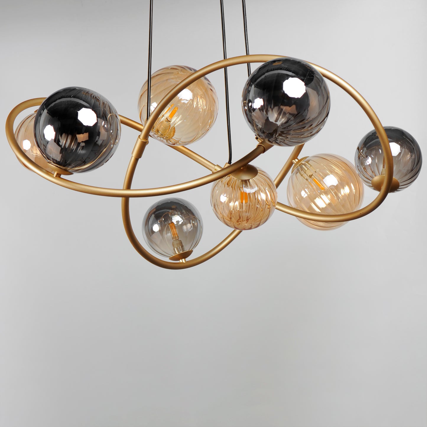 Planetary 8-Light LED Chandelier Gold by ET2