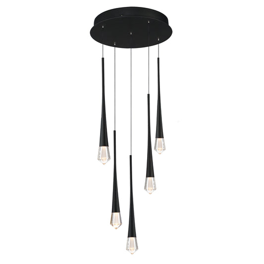 Pierce 5-Light LED Pendant Black by ET2