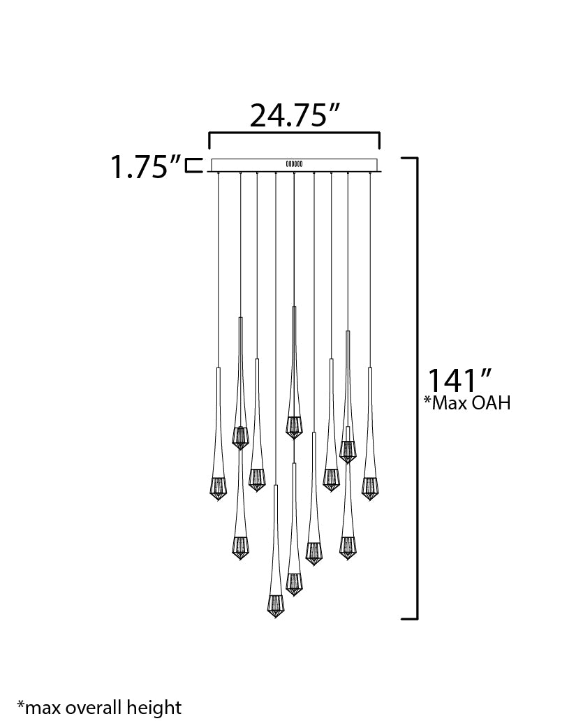 Pierce 12-Light LED Pendant Black by ET2