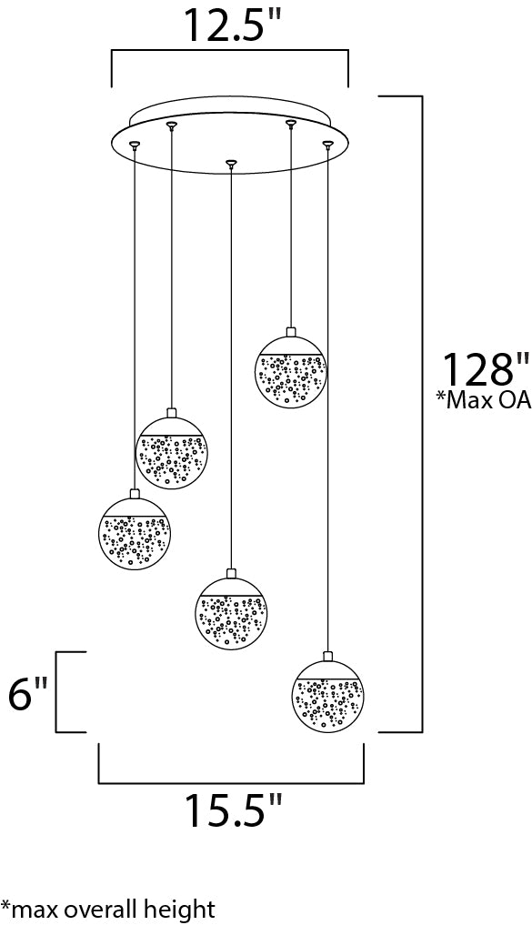 Orb II 5-Light LED Pendant Polished Chrome by ET2