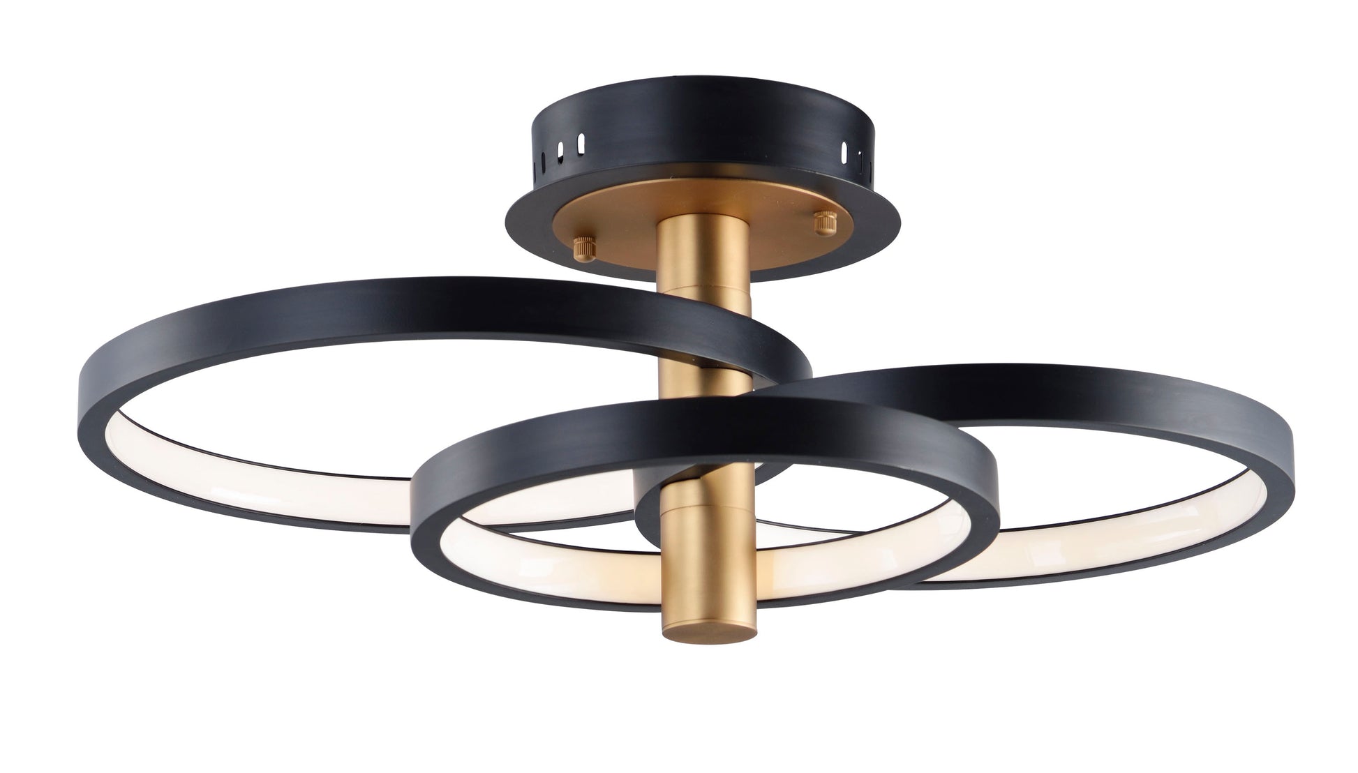 Hoopla 3-Light LED Semi Flush Mount Black/Gold by ET2