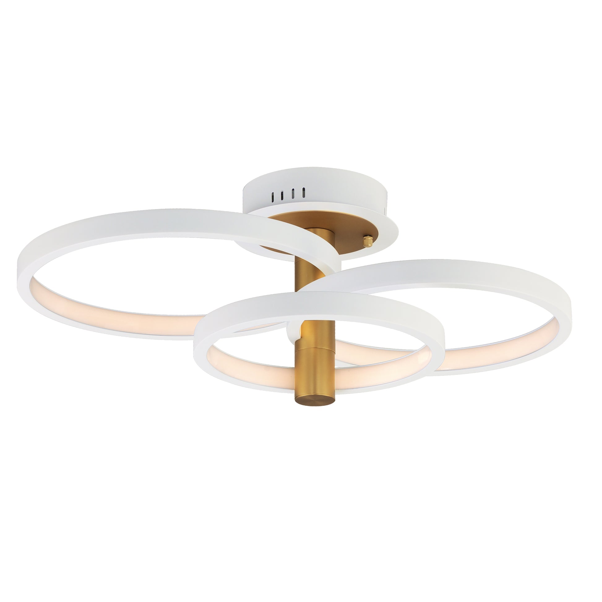 Hoopla 3-Light LED Semi Flush Mount White/Gold by ET2