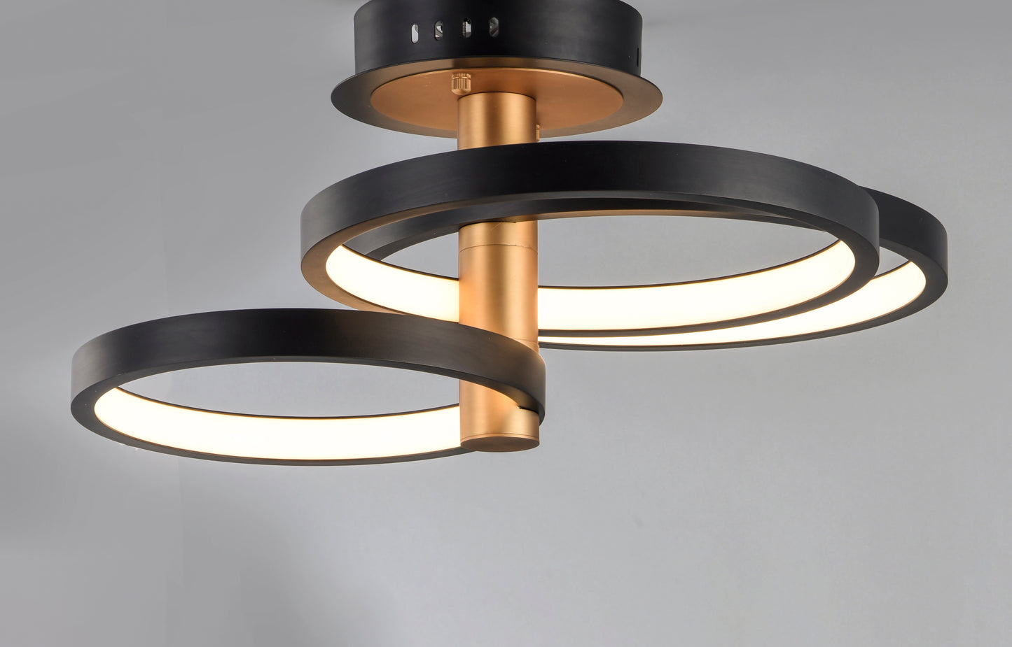Hoopla 3-Light LED Semi Flush Mount Black/Gold by ET2