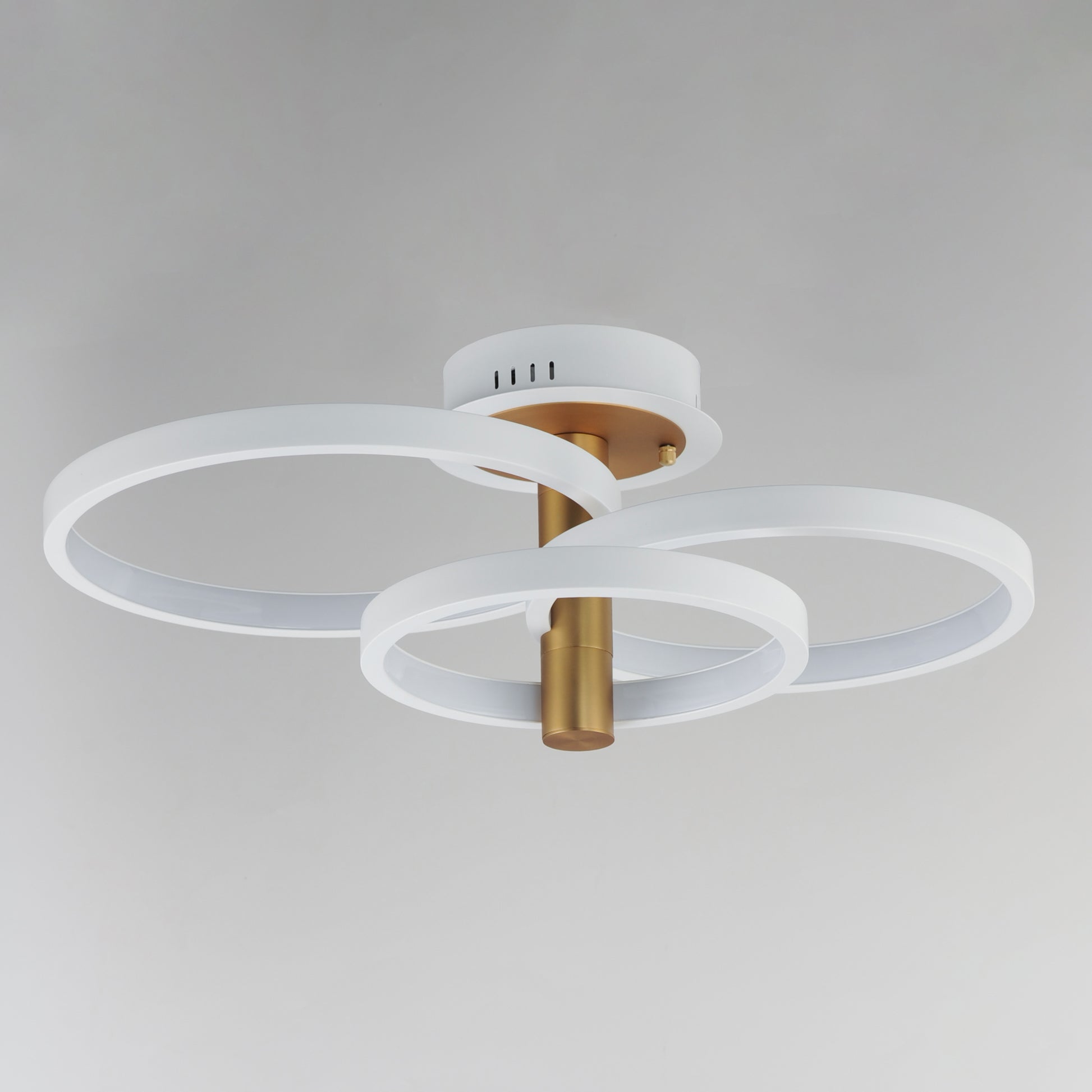 Hoopla 3-Light LED Semi Flush Mount White/Gold by ET2