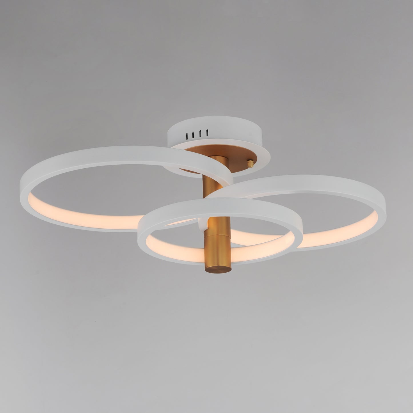 Hoopla 3-Light LED Semi Flush Mount White/Gold by ET2