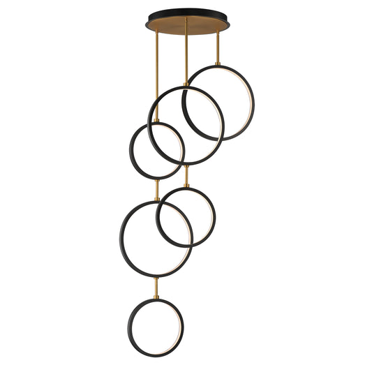 Hoopla 6-Light LED Pendant Black/Gold by ET2