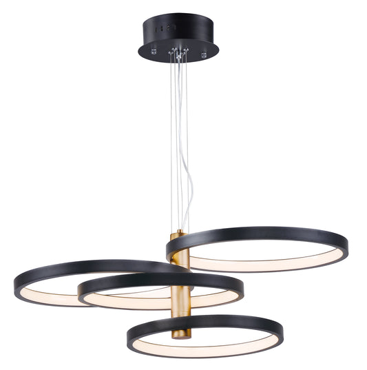 Hoopla 4-Light LED Pendant Black/Gold by ET2