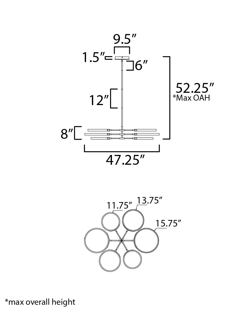 Hoopla 6-Light LED Pendant White/Gold by ET2