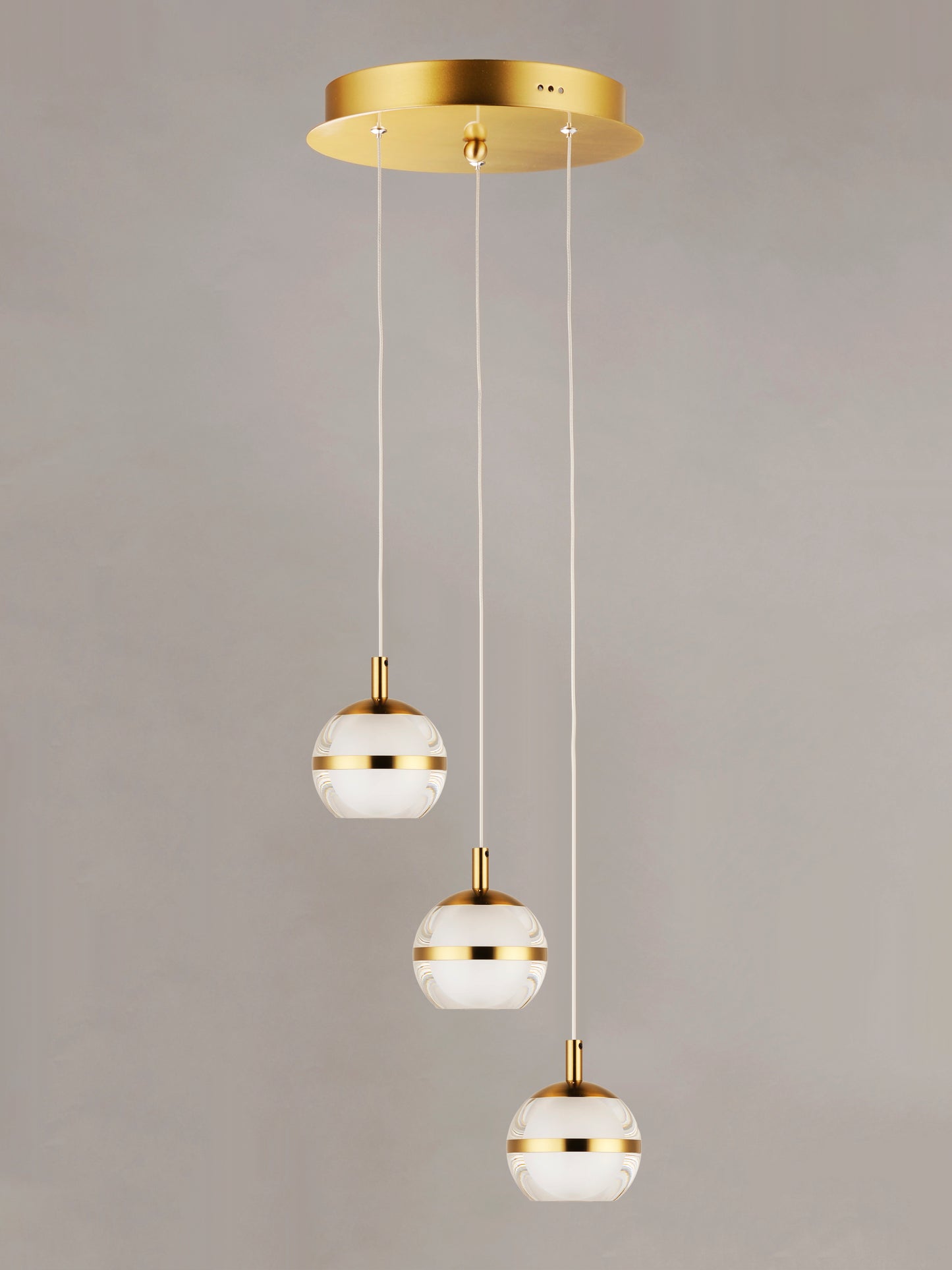 Swank 3-Light LED Pendant Natural Aged Brass by ET2