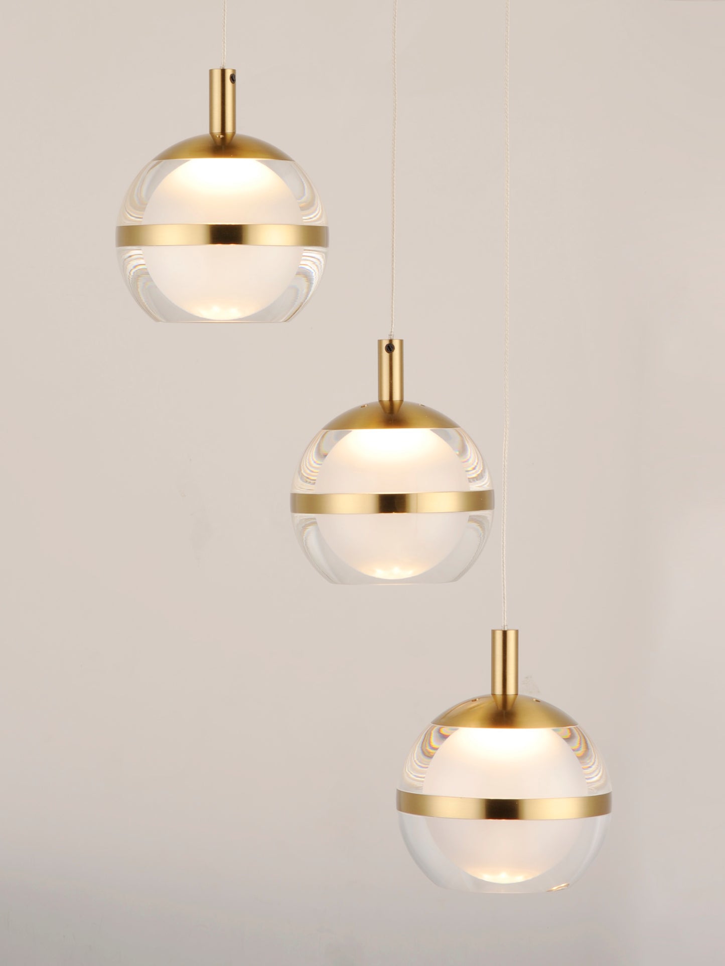 Swank 3-Light LED Pendant Natural Aged Brass by ET2