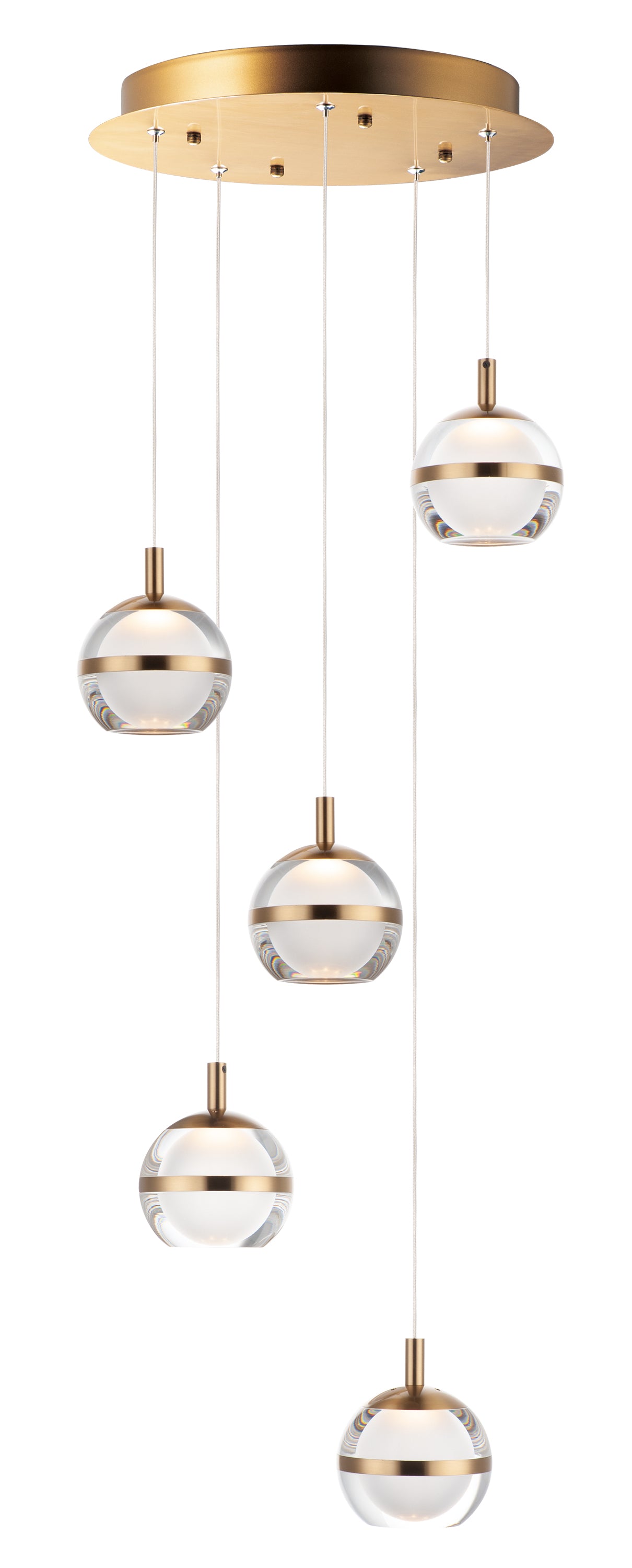Swank 5-Light LED Pendant Natural Aged Brass by ET2