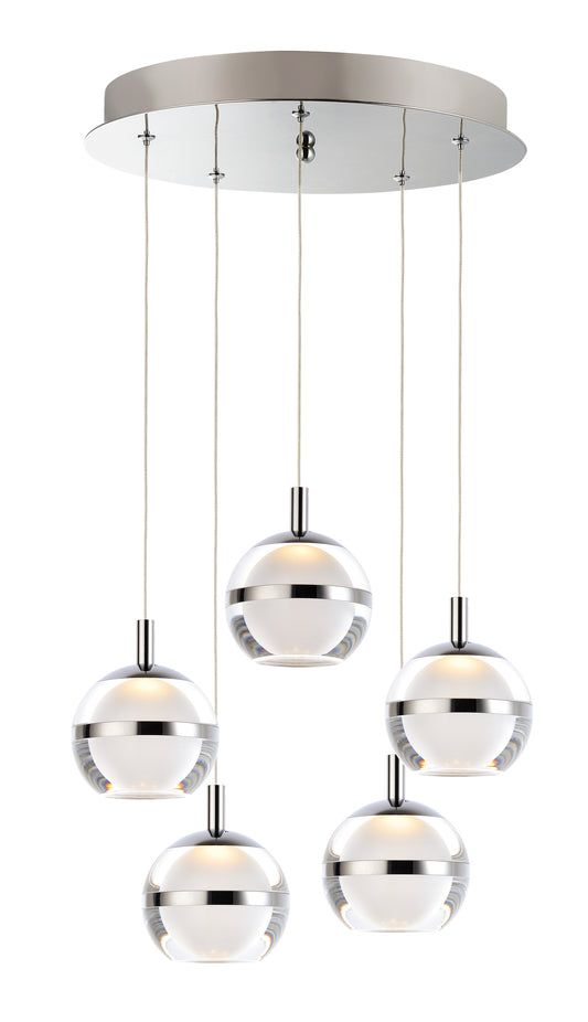 Swank 5-Light LED Pendant Polished Chrome by ET2