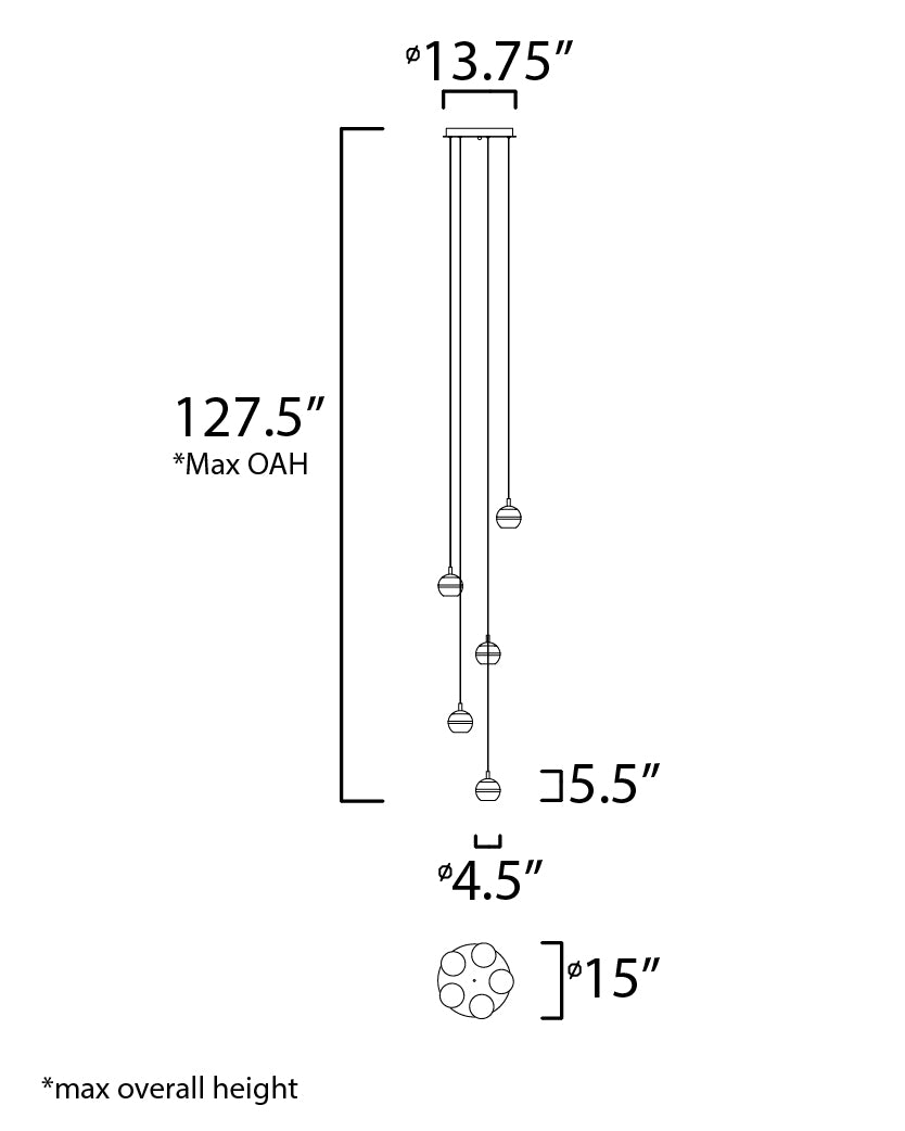 Swank 5-Light LED Pendant Polished Chrome by ET2