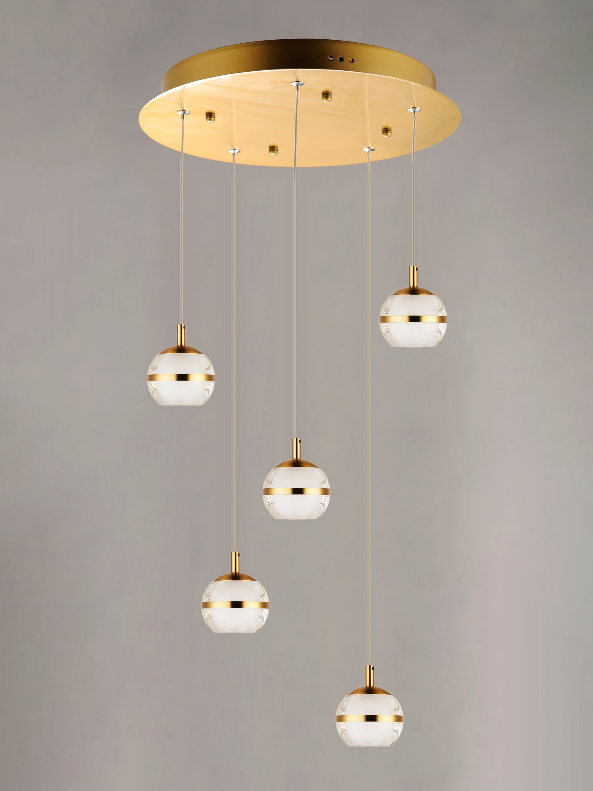 Swank 5-Light LED Pendant Natural Aged Brass by ET2