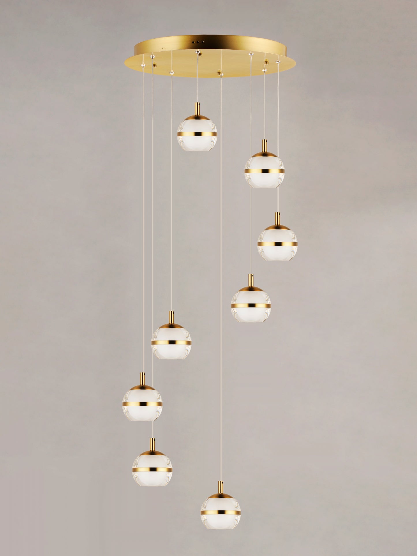 Swank 8-Light LED Pendant Natural Aged Brass by ET2