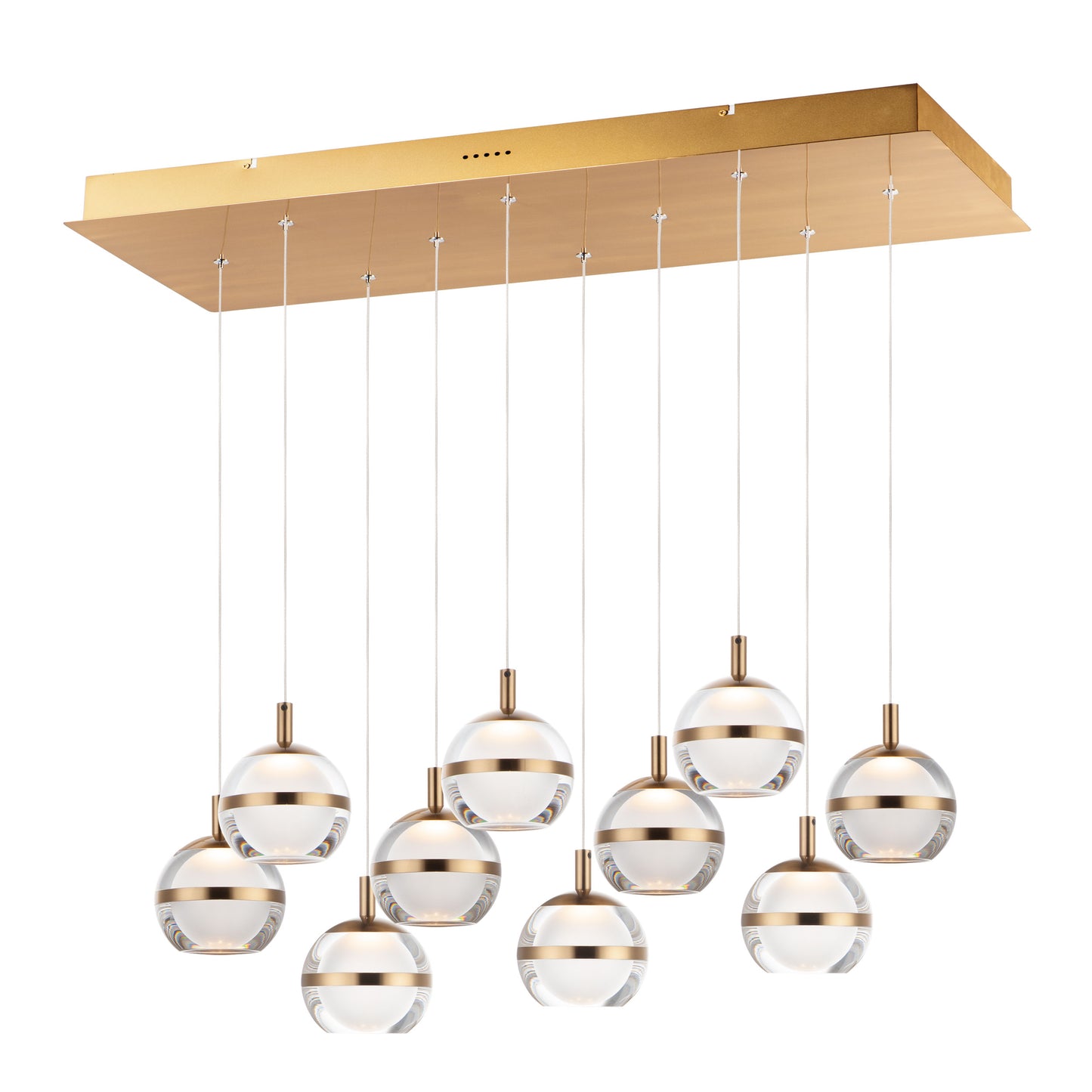 Swank LED 10-Light Linear Pendant Natural Aged Brass by ET2