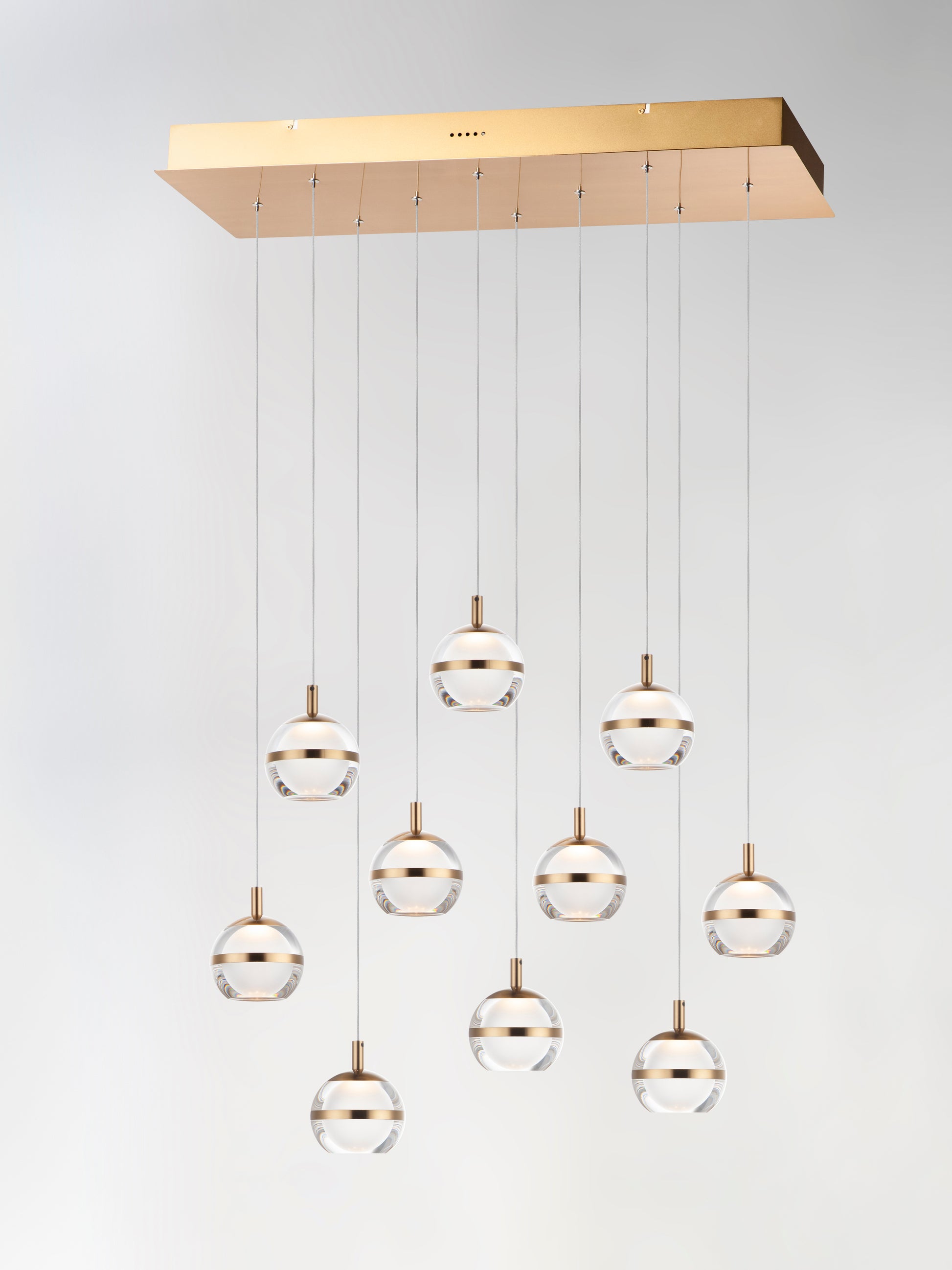 Swank LED 10-Light Linear Pendant Natural Aged Brass by ET2