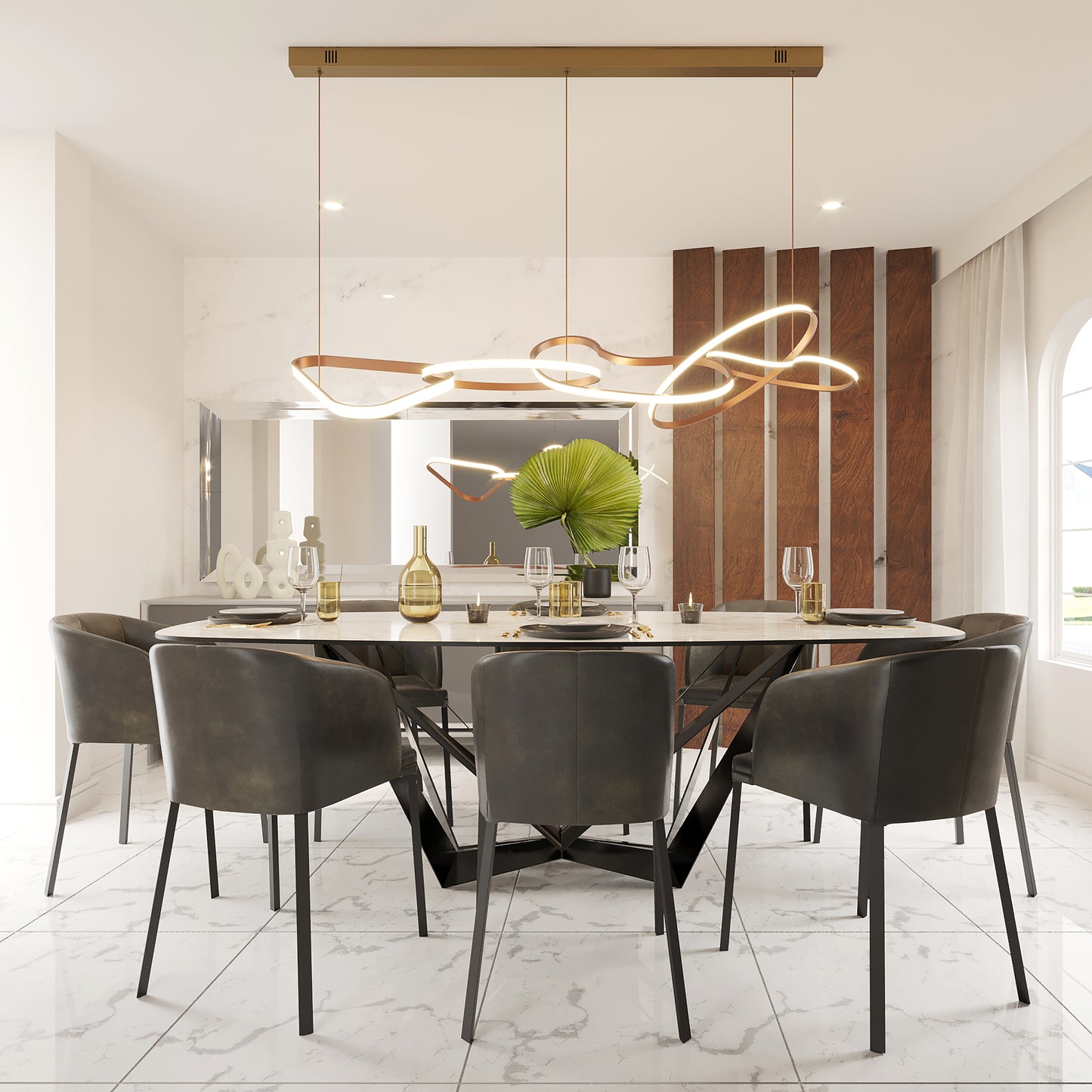 Unity 5-Light LED Pendant Brushed Champagne by ET2