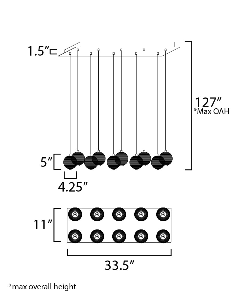 Rhythm 10-Light LED Pendant Gold by ET2