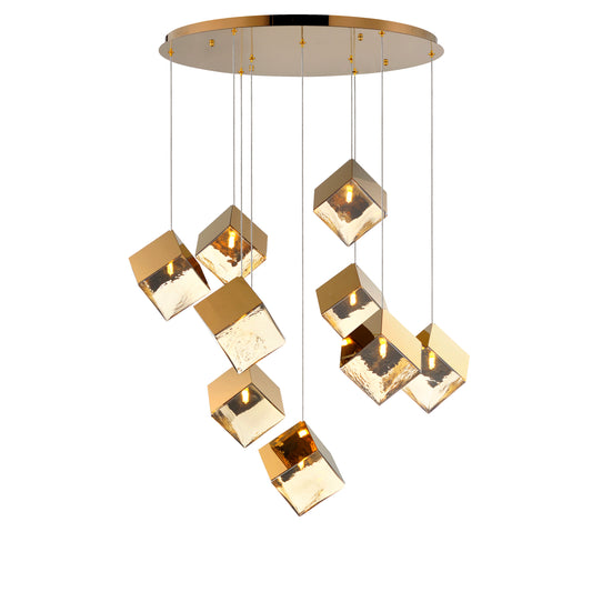 Ice Cube 9-Light LED Pendant French Gold by ET2