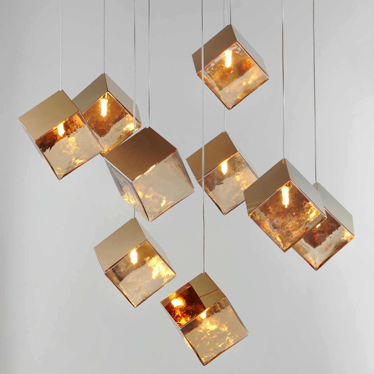 Ice Cube 9-Light LED Pendant French Gold by ET2