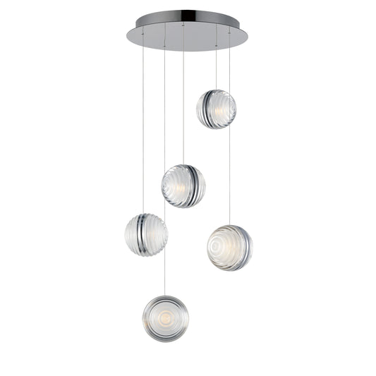 Pulse 5-Light LED Pendant Polished Chrome by ET2