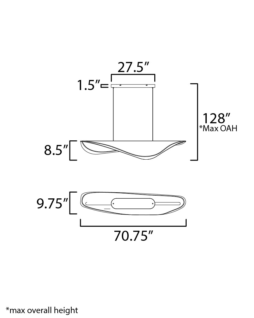 Manta 70" LED Linear Pendant Polished Chrome by ET2