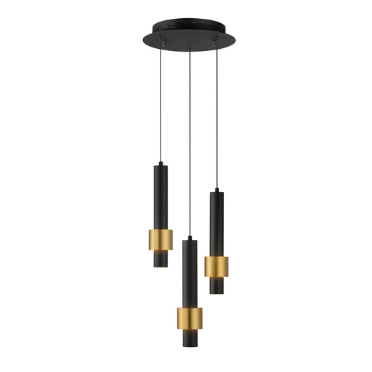 Reveal 3-Light LED Pendant Black/Gold by ET2
