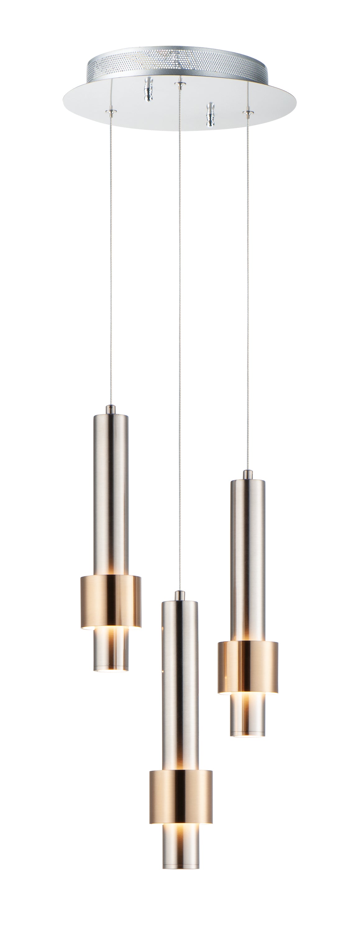 Reveal 3-Light LED Pendant Satin Nickel/Satin Brass by ET2