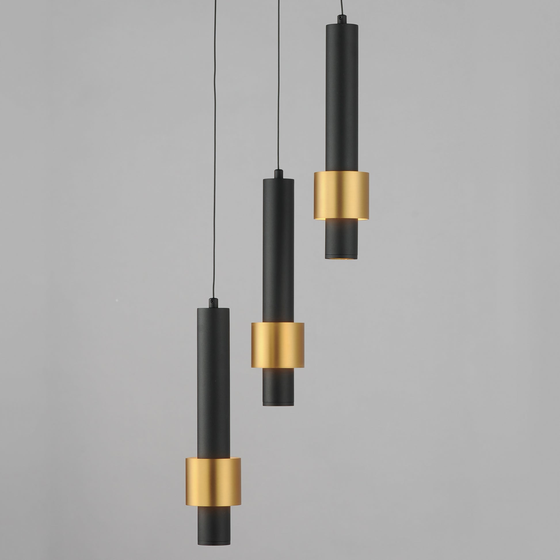 Reveal 3-Light LED Pendant Black/Gold by ET2