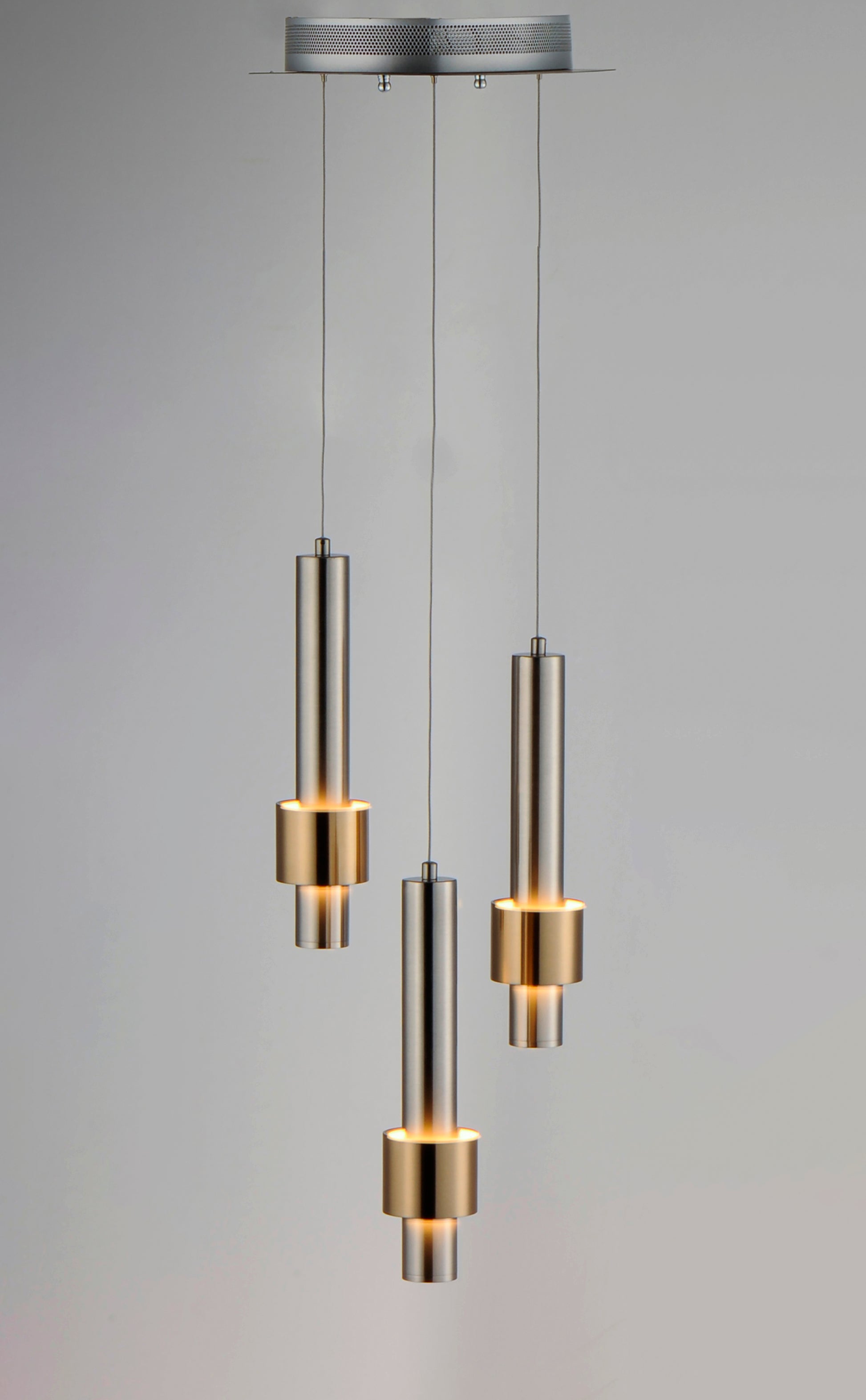 Reveal 3-Light LED Pendant Satin Nickel/Satin Brass by ET2