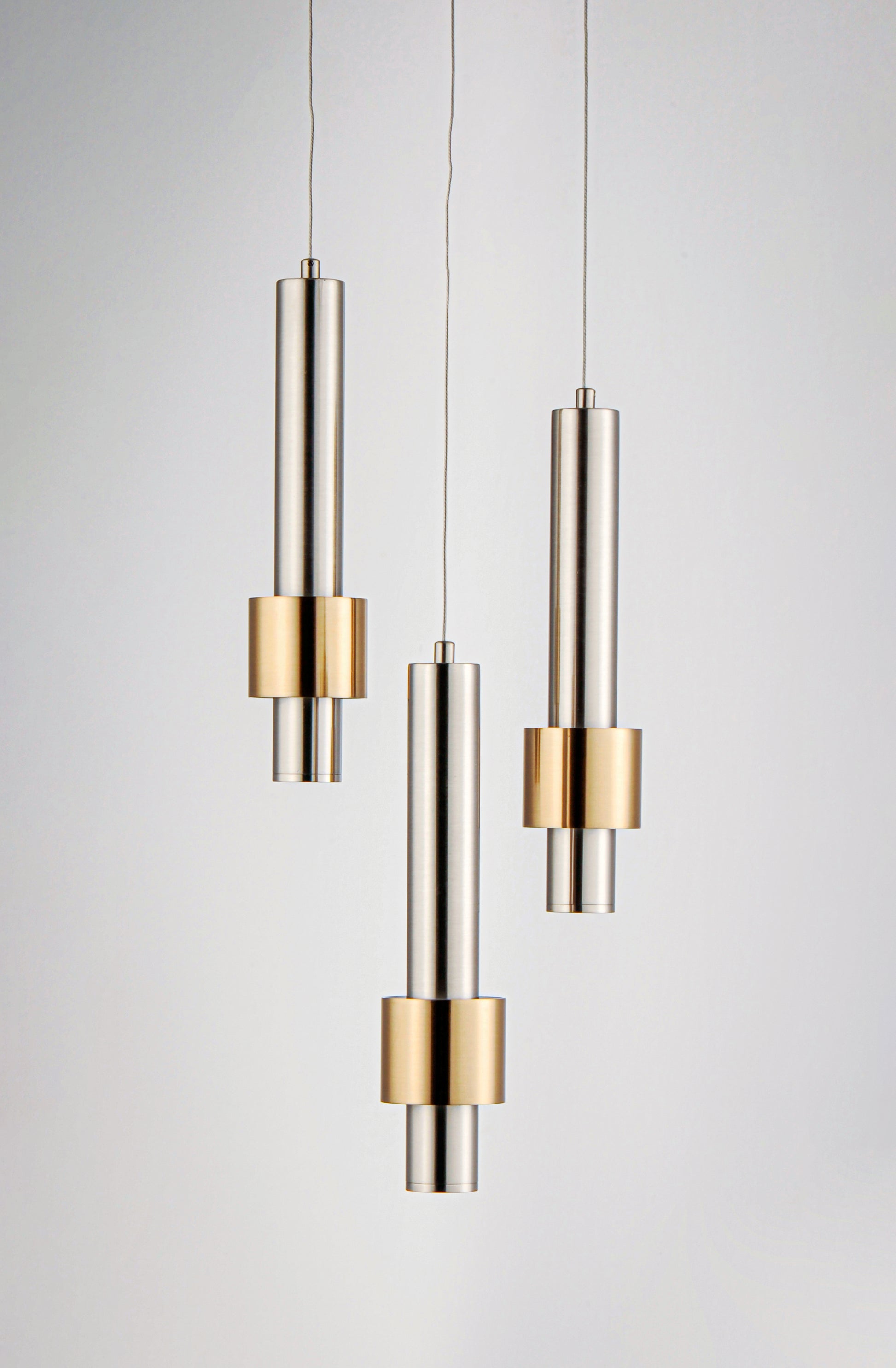 Reveal 3-Light LED Pendant Satin Nickel/Satin Brass by ET2