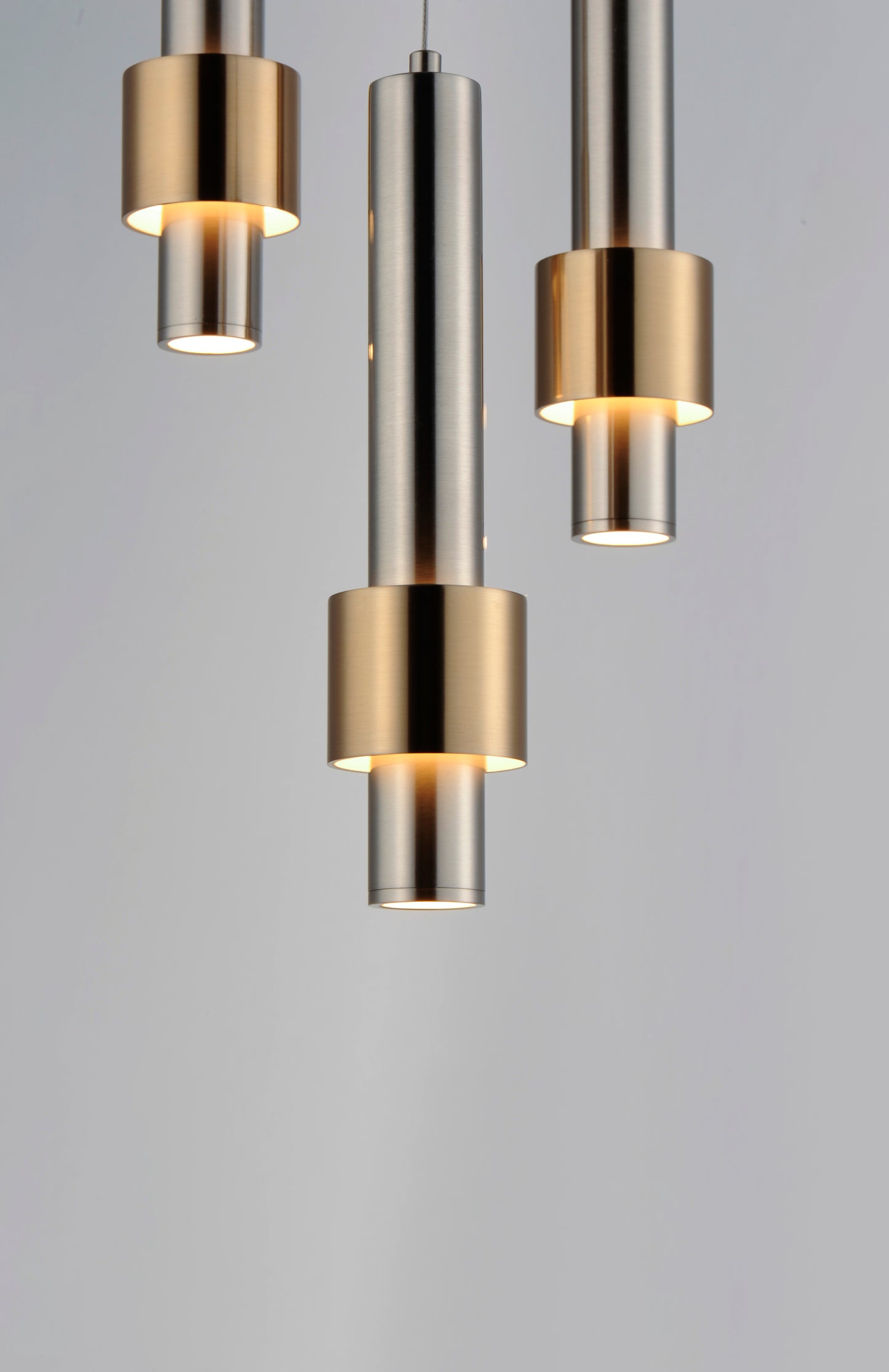 Reveal 3-Light LED Pendant Satin Nickel/Satin Brass by ET2