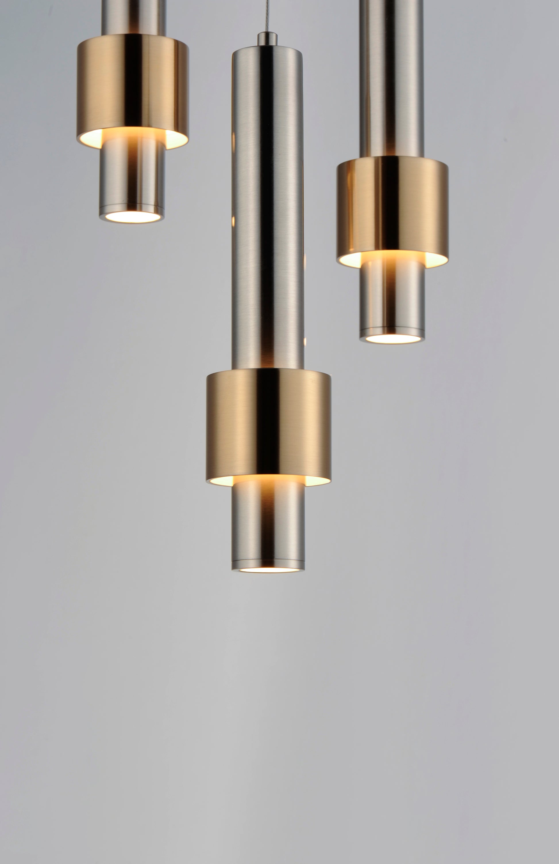 Reveal 3-Light LED Pendant Satin Nickel/Satin Brass by ET2
