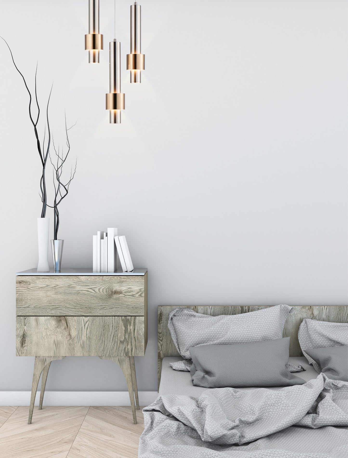 Reveal 3-Light LED Pendant Satin Nickel/Satin Brass by ET2